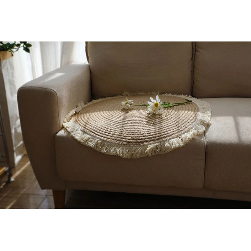 Non-Slip Round Hand-Woven Carpet