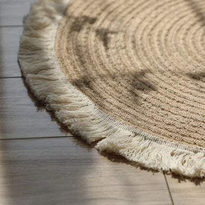 Non-Slip Round Hand-Woven Carpet