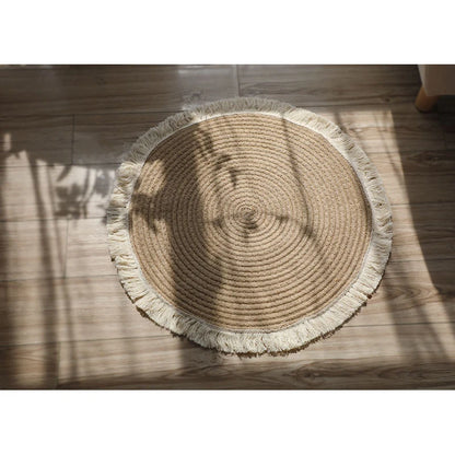 Non-Slip Round Hand-Woven Carpet