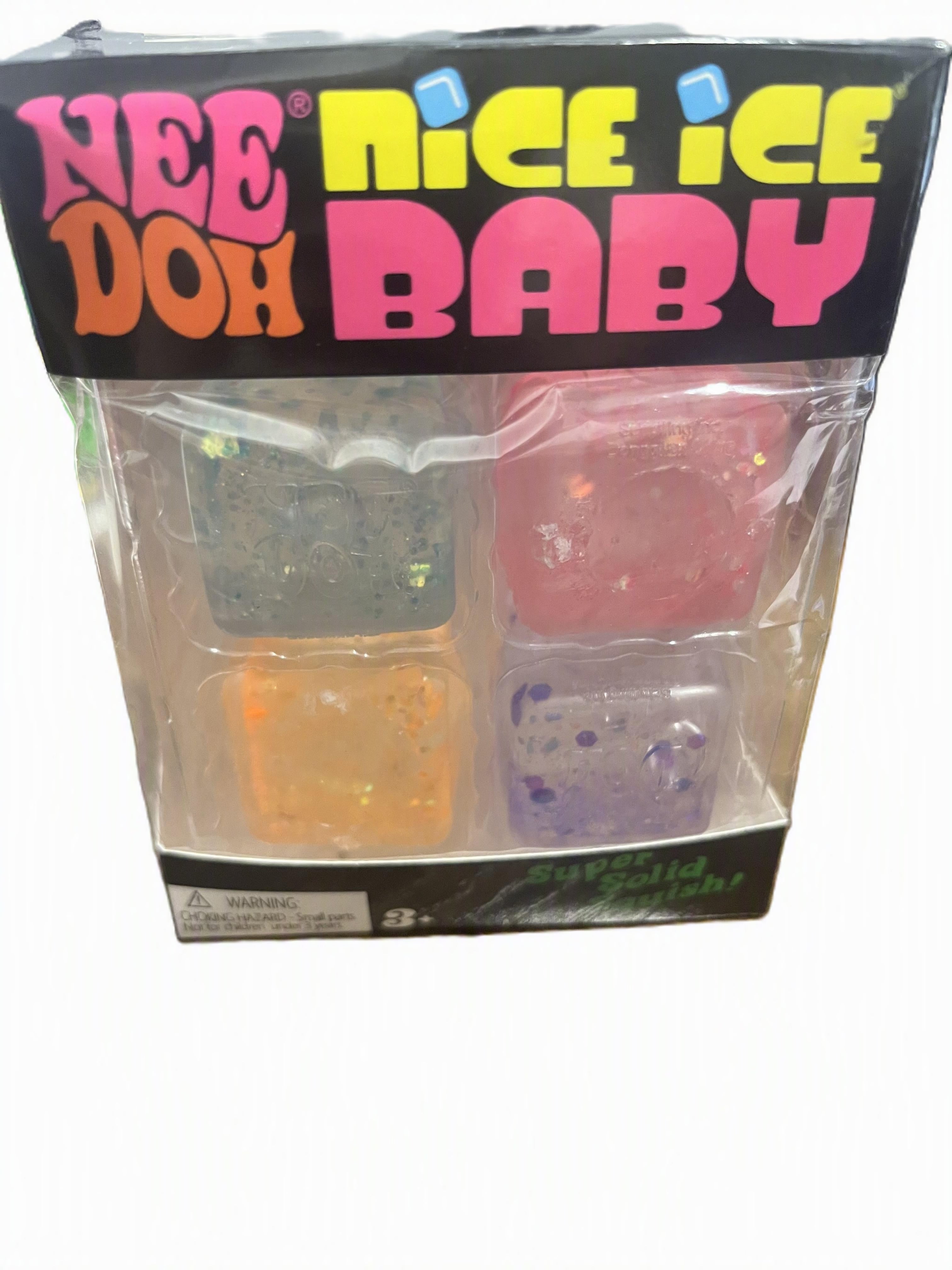 Schylling NeeDoh Nice Ice Baby - 4-Pack Glitter Ice Cube Fidget Toys