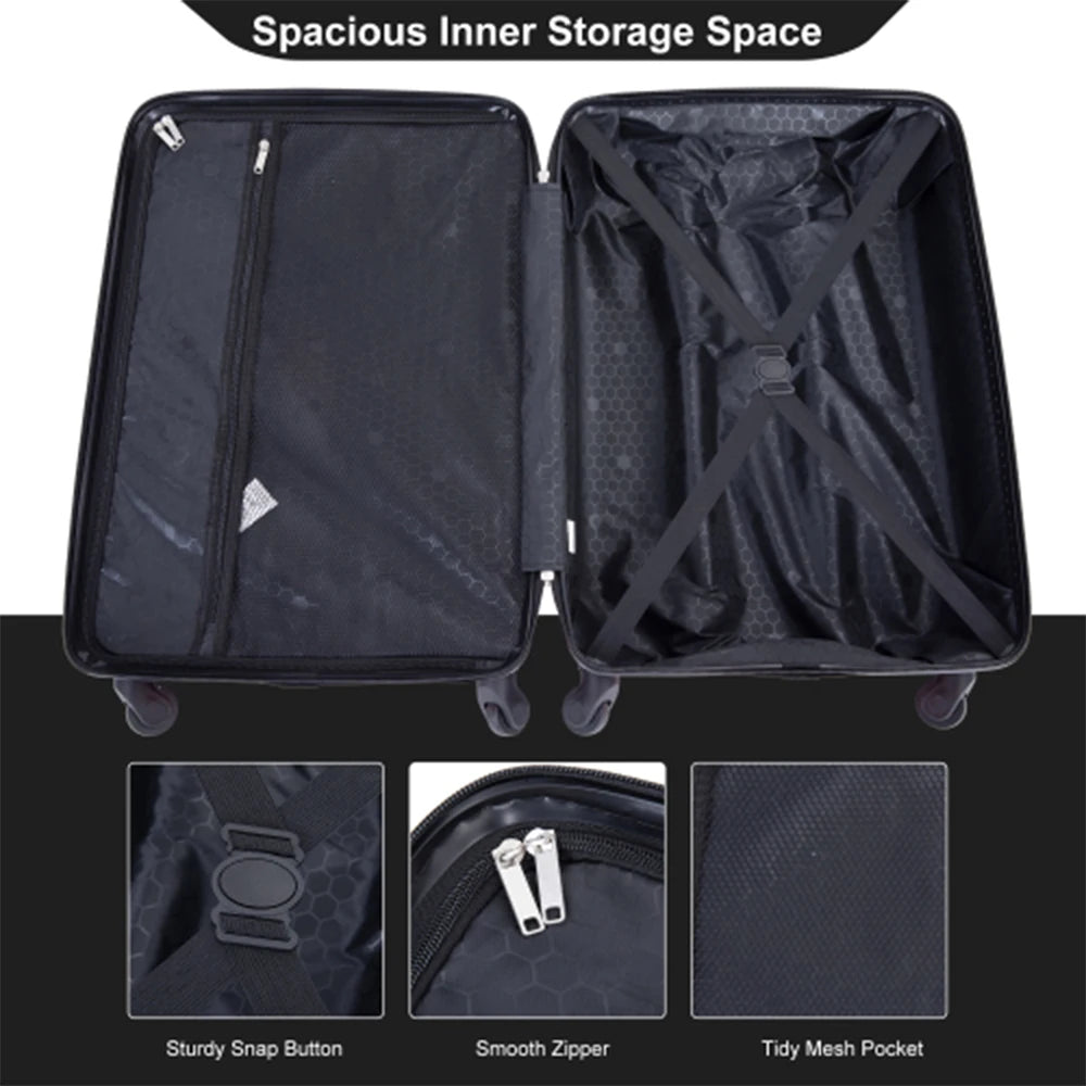 4-Piece ABS Suitcase W/Spinner 24" and 28" W/TSA Lock