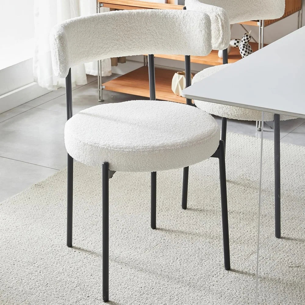 Modern Dining Chairs Set of 2, Teddy Fleece Round