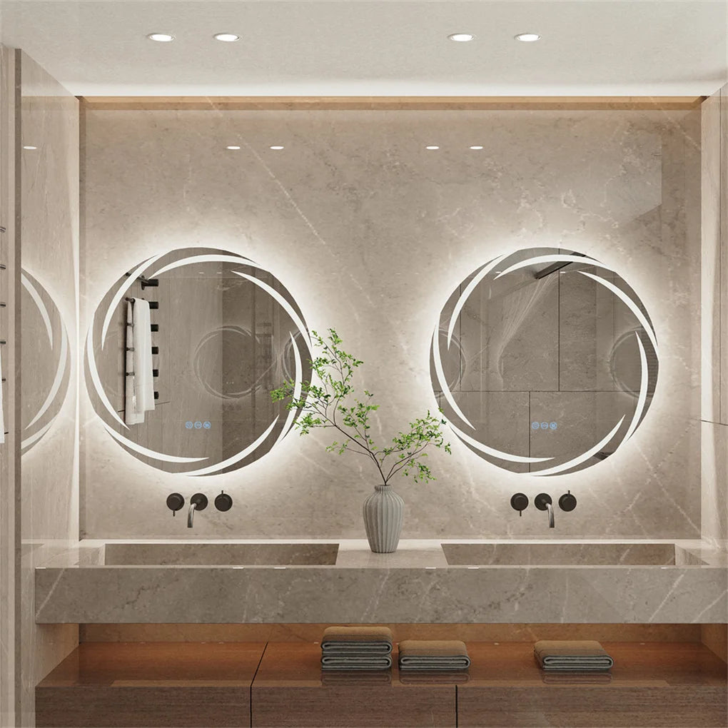 Anti-fog LED Round Bathroom Mirror Backlit