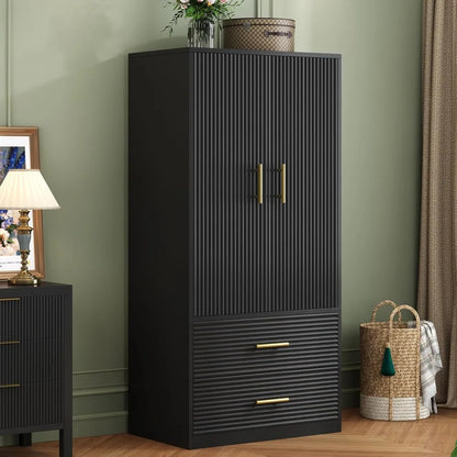 Bedroom Armoire Wardrobe with 2-Door 2-drawer