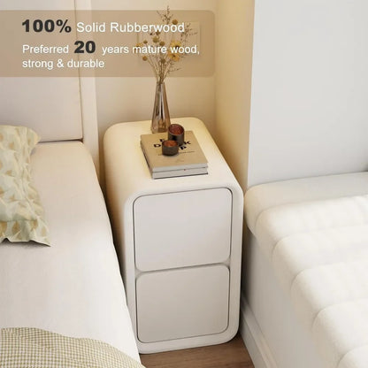 White Bedside Table with Leather Surface