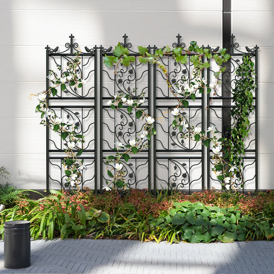 71" Decorative Garden Trellis Black Metal Lattice Panel