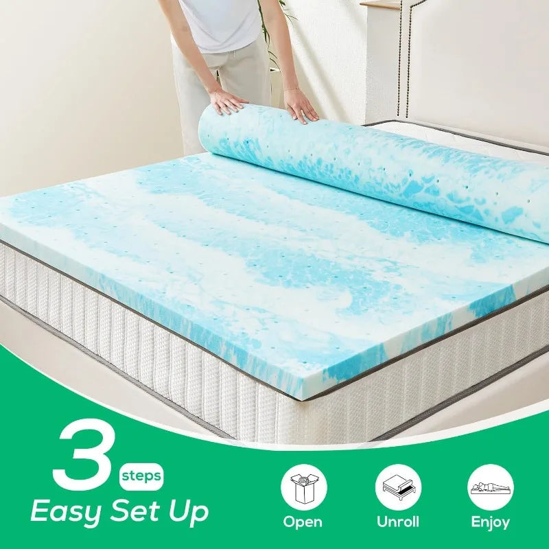 2" Cooling Gel Memory Foam Bed Topper