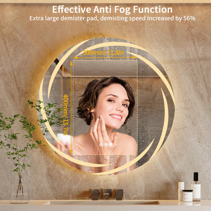 Anti-fog LED Round Bathroom Mirror Backlit