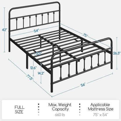 Classic Metal Full Platform Bed Frame