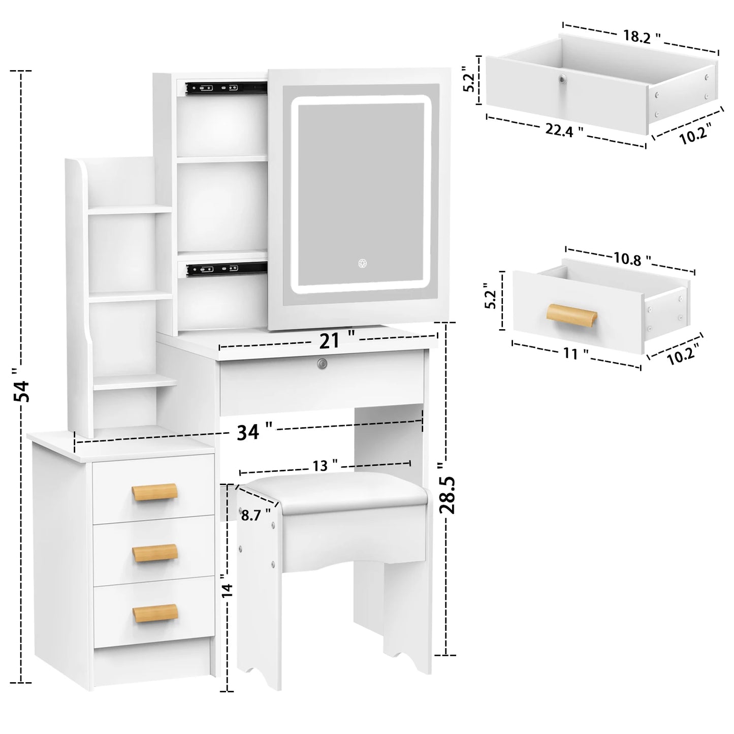 Bedroom Dressing Table Vanity Storage Dresser