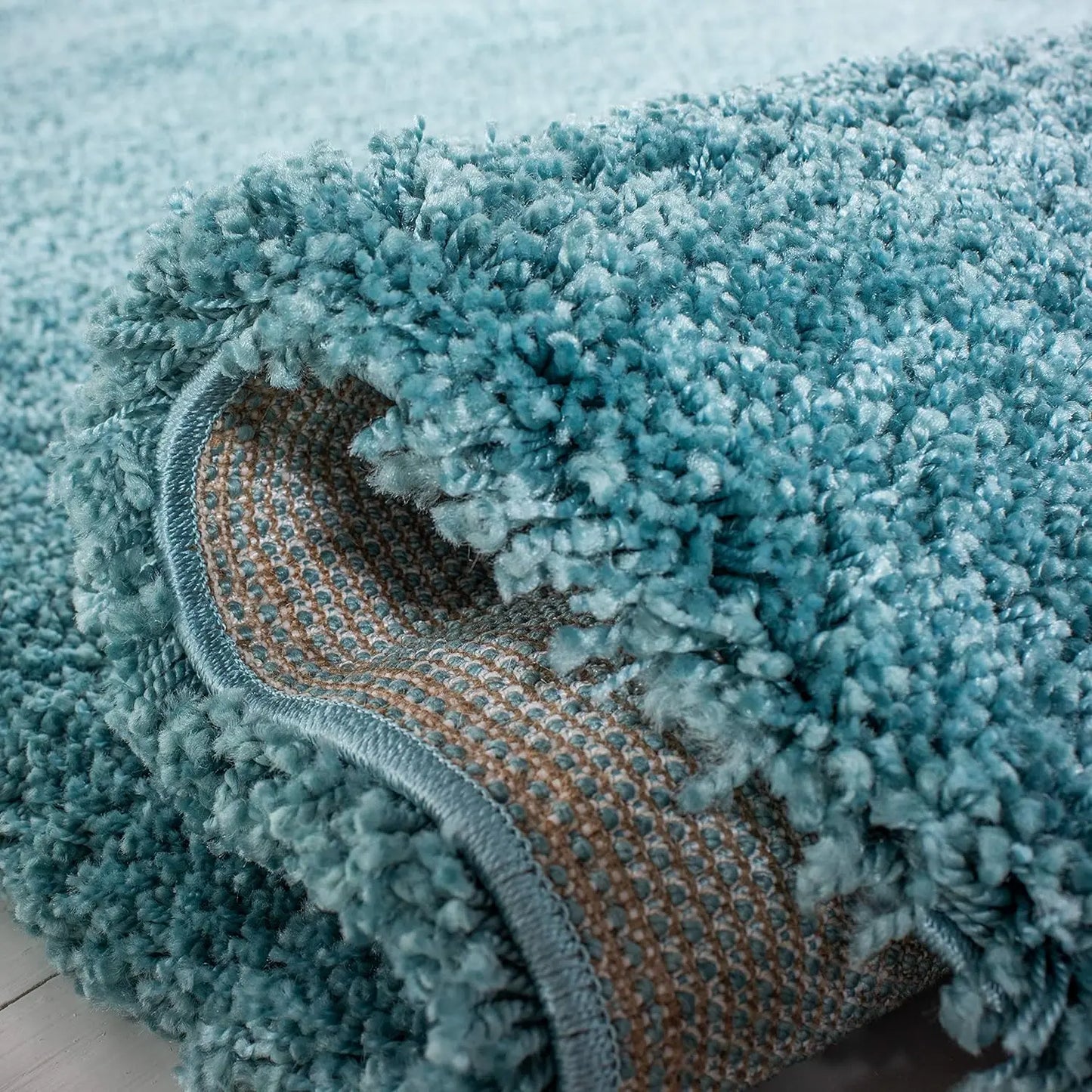 Area Rug Aqua Blue Solid Design Non Shedding Easy Care 2 inch Thick Ideal for High Traffic Areas in Living Room Bedroom