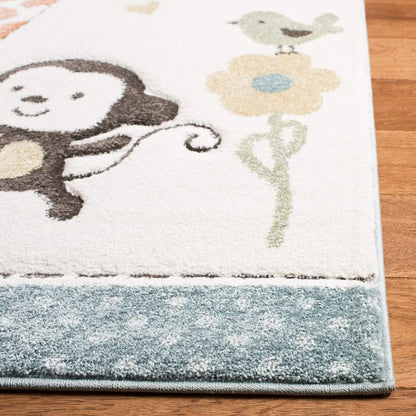 Carousel Kids Collection Area Rug , Ivory, Animal Design, Non-Shedding & Easy Care, Ideal for High Traffic Areas