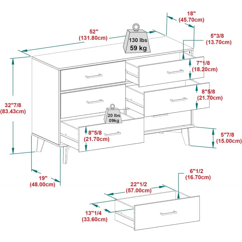 Walker Edison Modern 6-Drawer Dresser