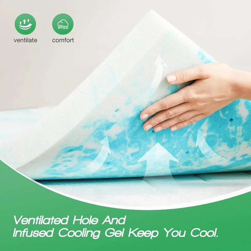 2" Cooling Gel Memory Foam Bed Topper