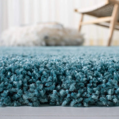 Area Rug Aqua Blue Solid Design Non Shedding Easy Care 2 inch Thick Ideal for High Traffic Areas in Living Room Bedroom