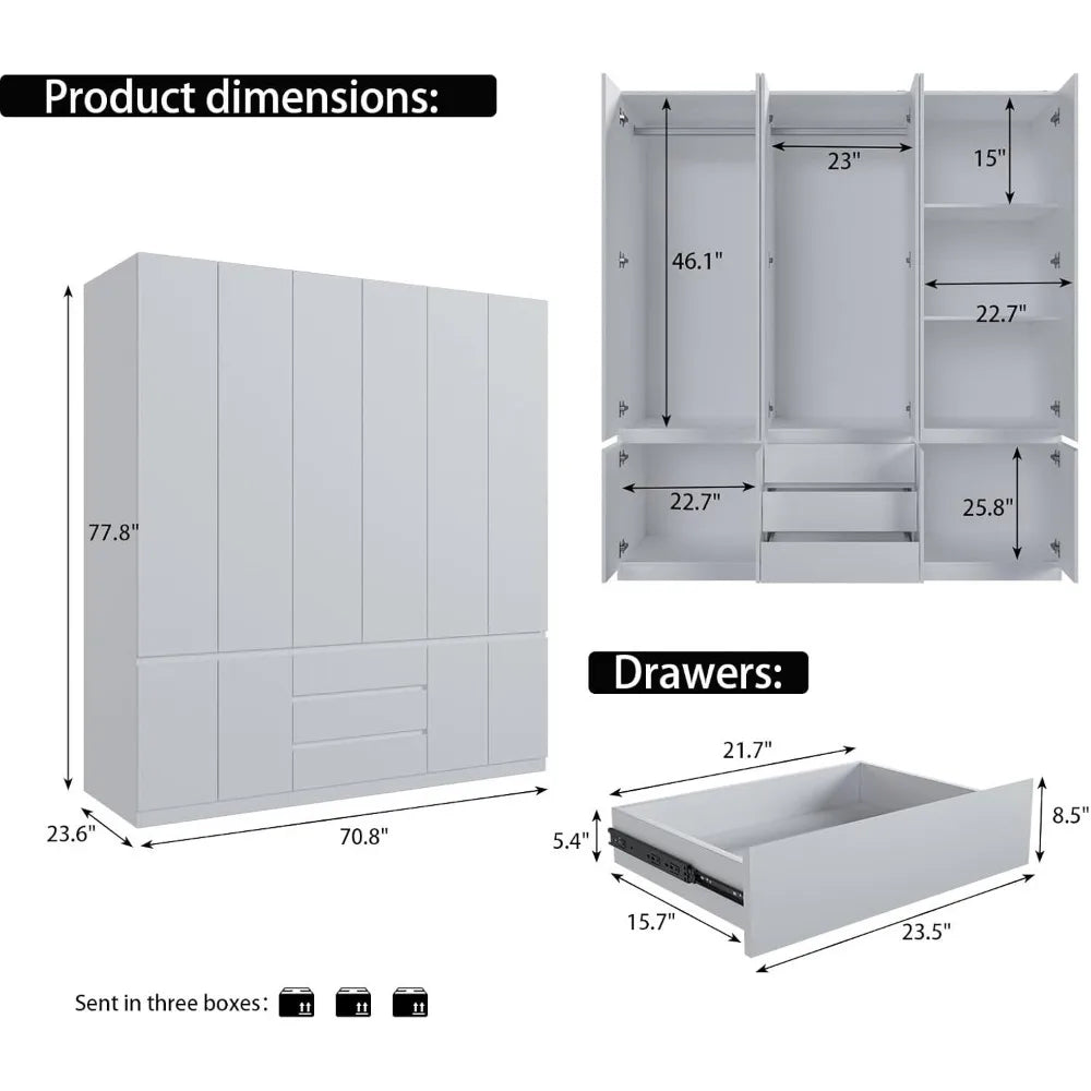 Large Armoire Wardrobe with Drawers and Shelves