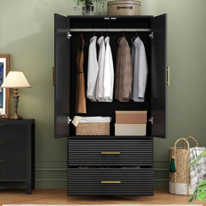 Bedroom Armoire Wardrobe with 2-Door 2-drawer