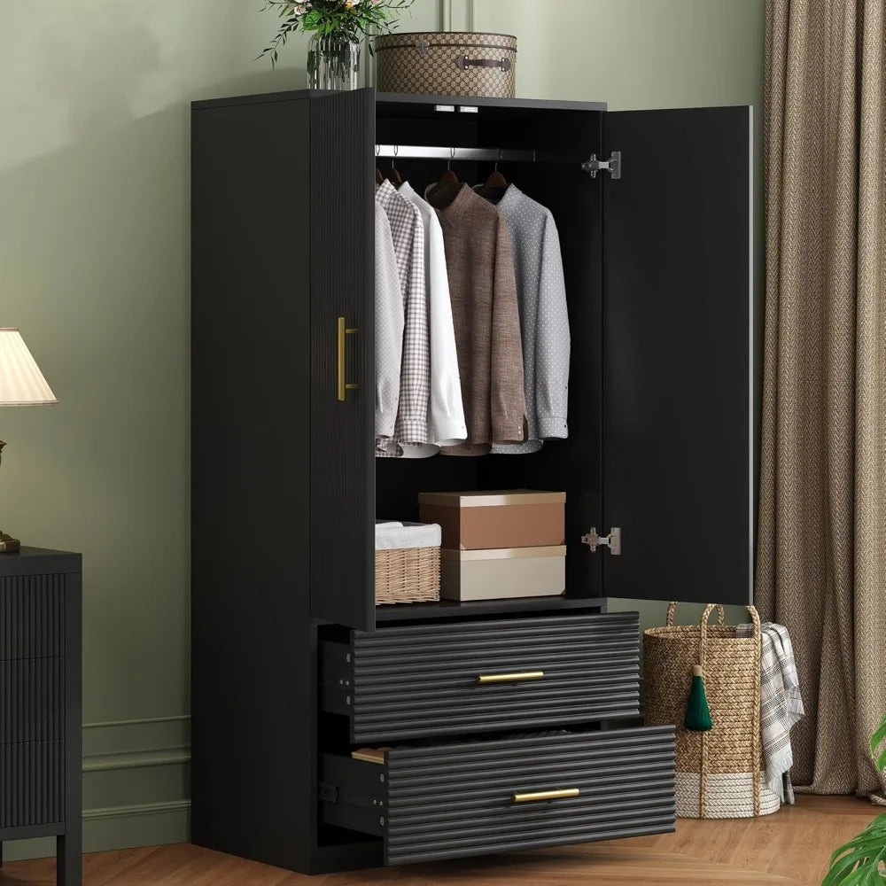 Bedroom Armoire Wardrobe with 2-Door 2-drawer