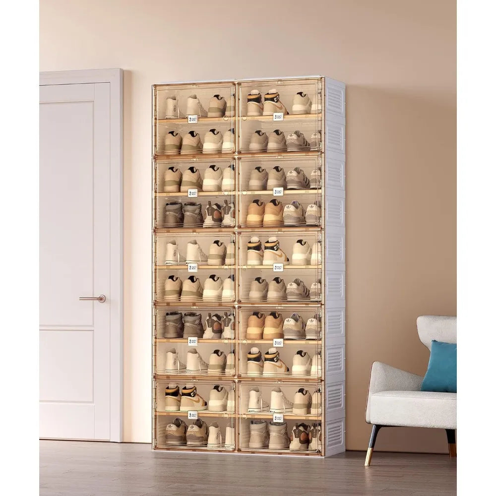 Portable Shoe Rack Organizer W/ Magnetic Clear Door