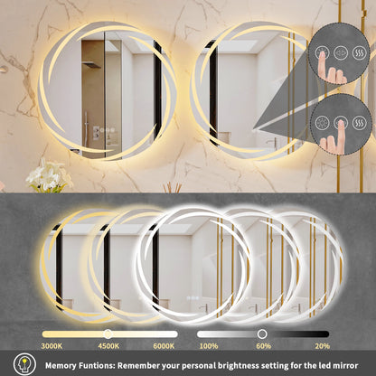 Anti-fog LED Round Bathroom Mirror Backlit