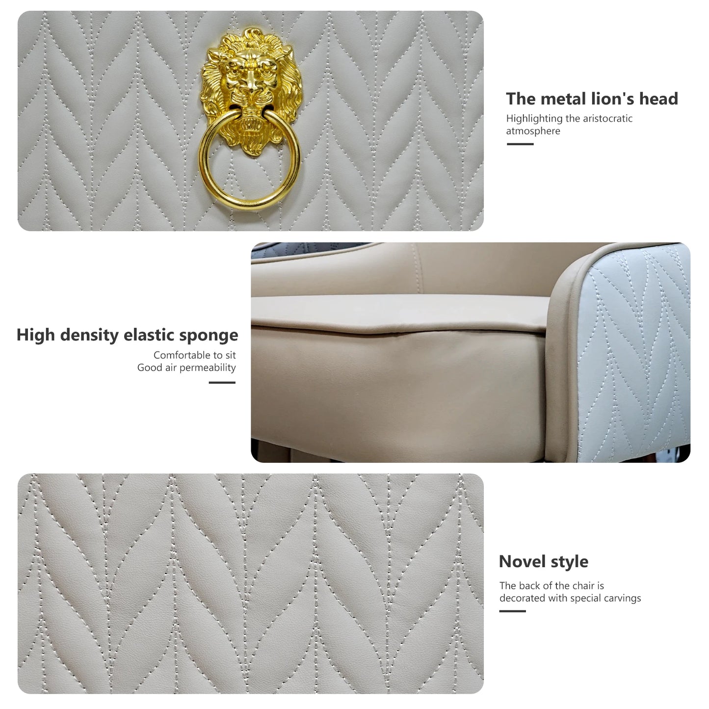 2pcs Luxury Microfiber Leather Dining Chairs Lion Head