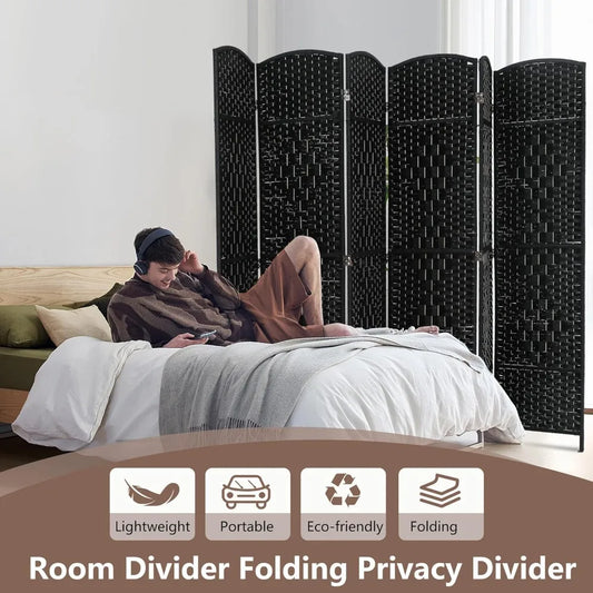 6 Panel Folding Privacy Divider Wood Screen