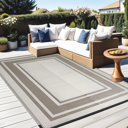 Outdoor Rug 9x12, Waterproof Large Plastic Straw