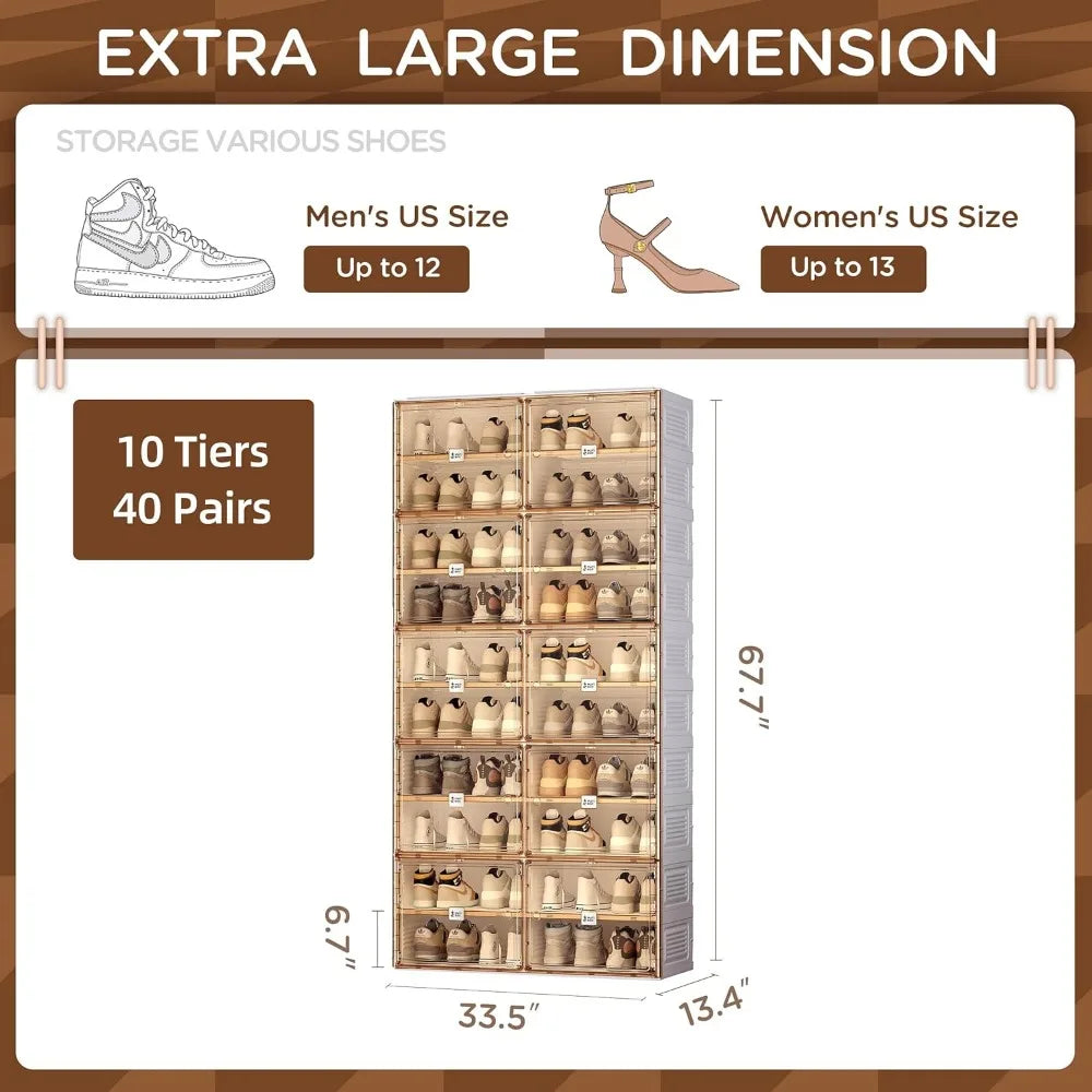 Portable Shoe Rack Organizer W/ Magnetic Clear Door