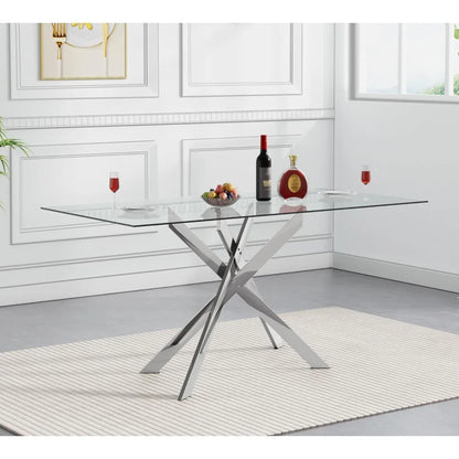 Glass Top Tables  Metal Legs,51"Rectangular Dining