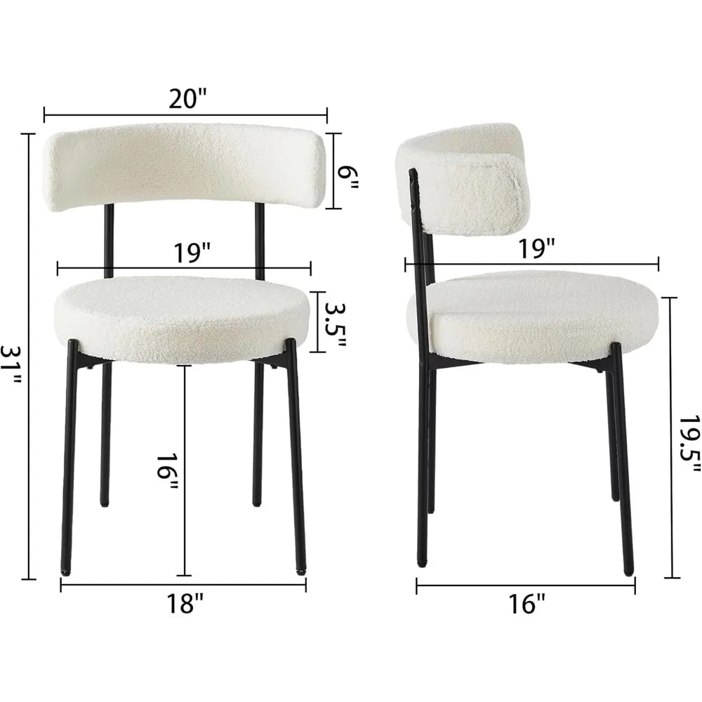 Modern Dining Chairs Set of 2, Teddy Fleece Round