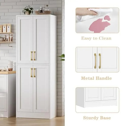 Multi-Functional Tall White Kitchen Cupboard