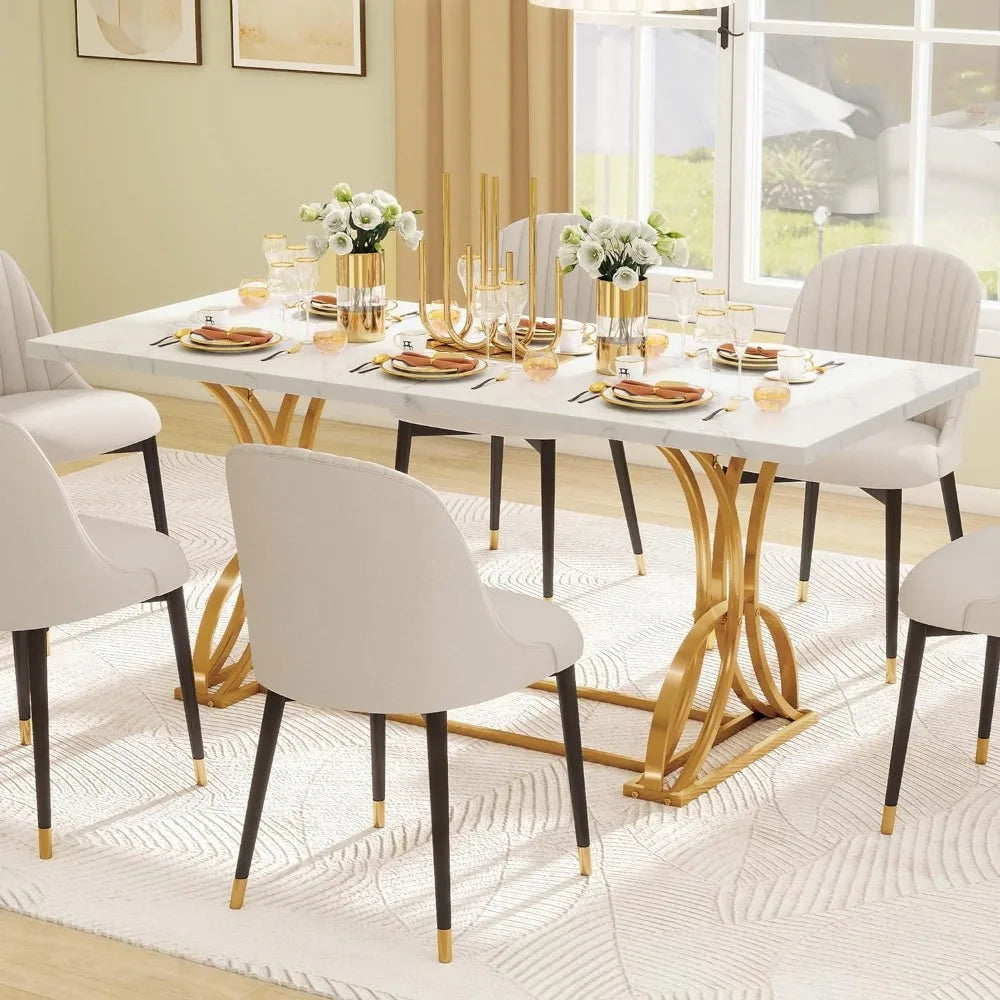 70.3" Large Modern Dining Table for 6-8 People, Rectangular