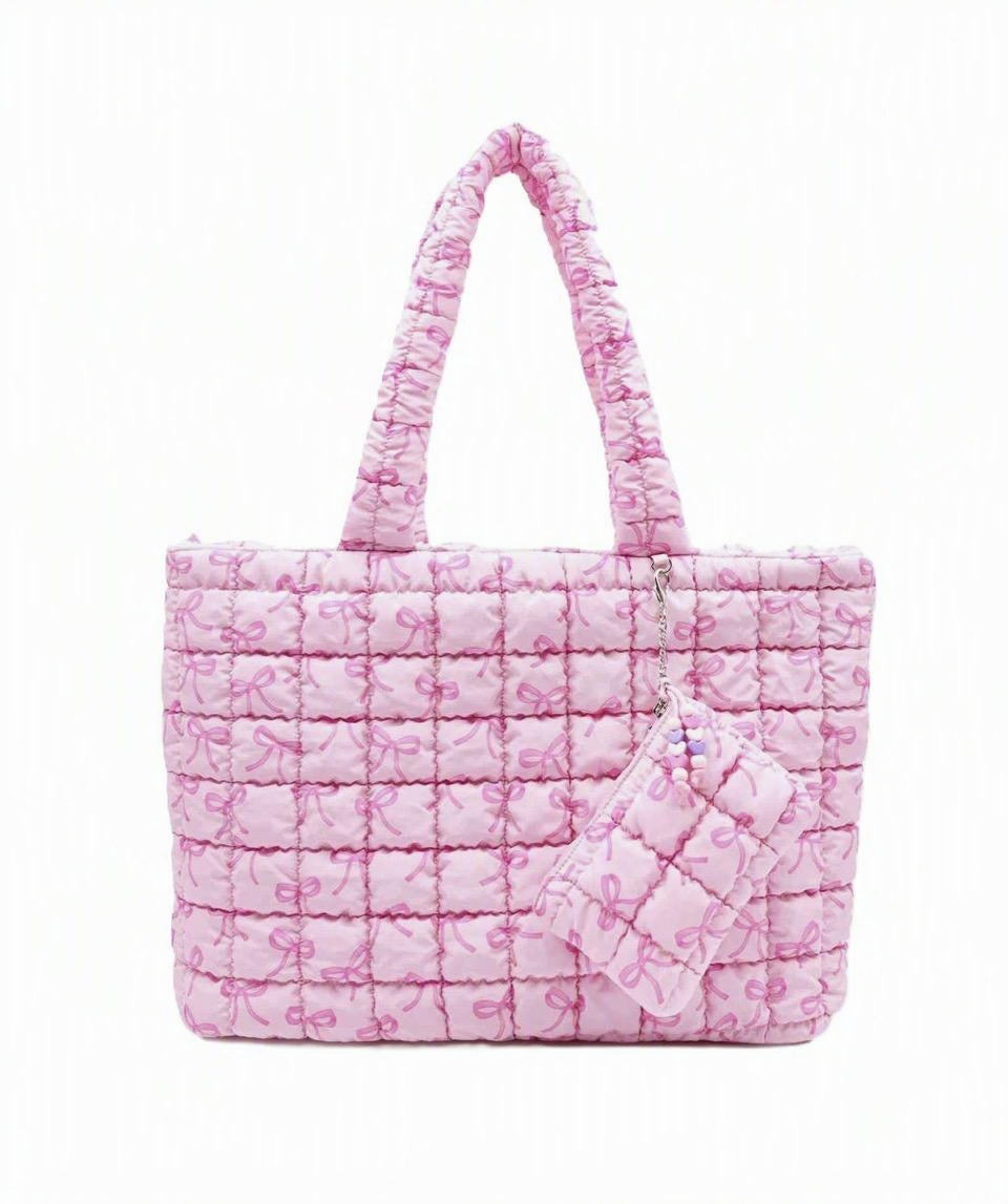 Quilted Scrunchies Large Tote Bag with Coin Purse